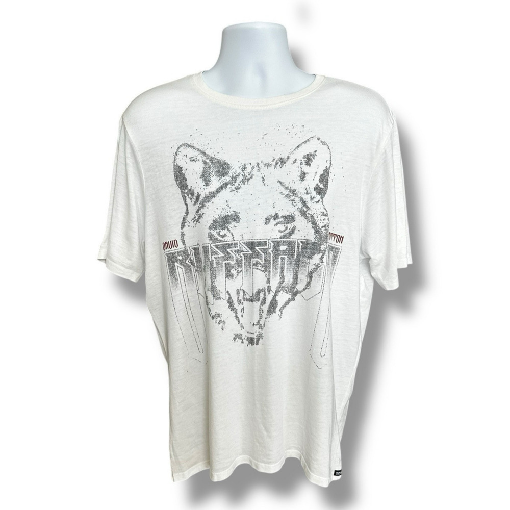 Buffalo David Bitton White Short Sleeve Bear Graphic T-shirt Tamisa Size Large